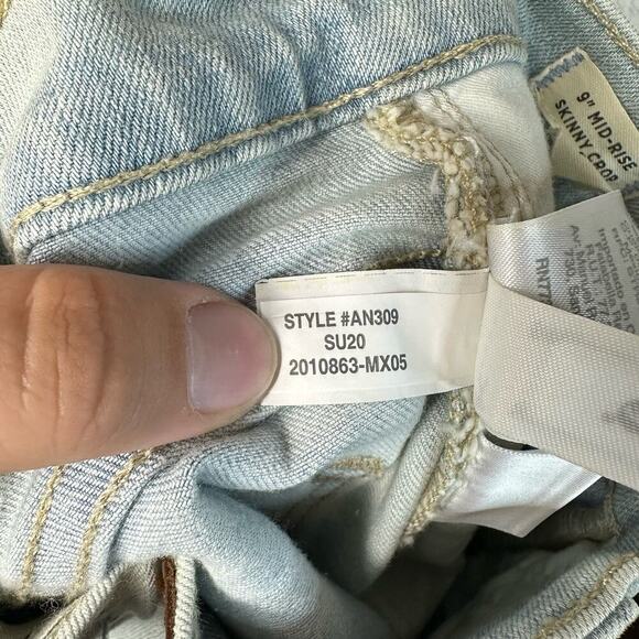 Madewell Jeans 9" Mid Rise Skinny Crop Stretch Denim Light Wash Blue 23 - Picture 6 of 9